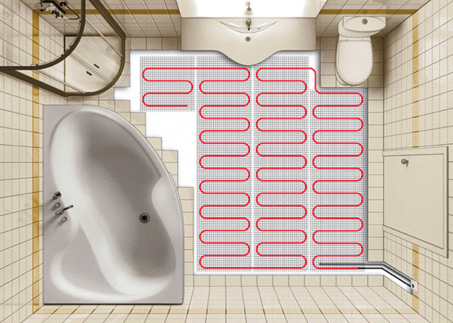 Как сделать теплый пол в ванной от отопления